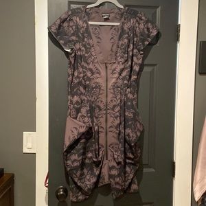 Purple/brown base with black flowers dress